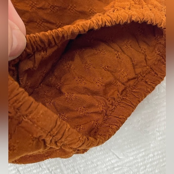 Universal Thread Rust Peplum Linen Bishop 3/4 Sleeve Blouse Top Size Medium - Picture 5 of 11